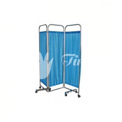 China Foldable Hospital Bed Accessories Stainless Steel Three Panel Ward Blue Screen for sale