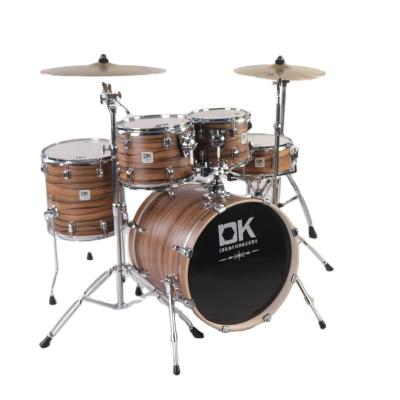 China DK oil drum head 5 pieces drum instrument brown wooden color in discount price acustic drum set for sale