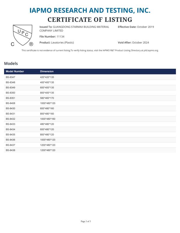 UPC - Guangdong Starmax Building Material Company Limited