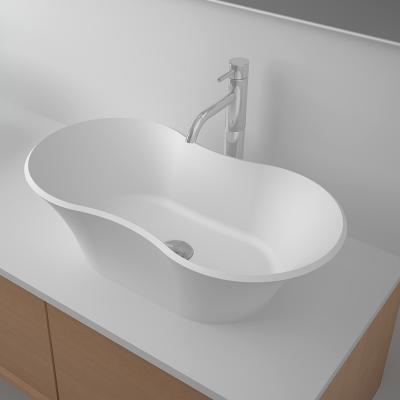 China ST-8327 Bellissimo Custom Size Resin Stone Bathroom Solid Exterior Vanity Sink White Modern Stone Basin for sale