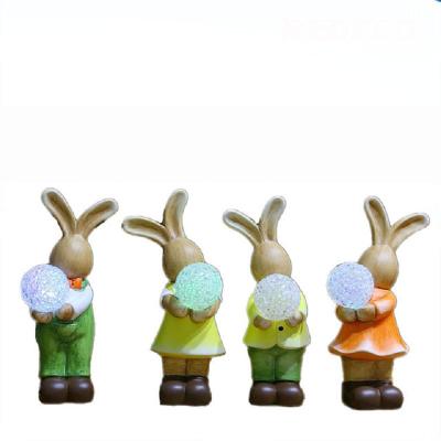 China New Design Easter Decoration Ceramic Led Lighted Easter Bunny Lovely For Decoration for sale