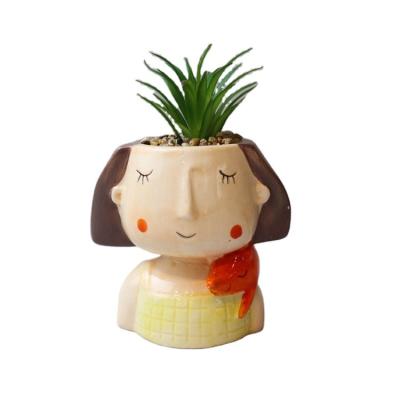 China Custom Redeco OEM Fashion Minimalist Planter Pot Ceramic Mini Cute Pots For Garden Ornaments for sale