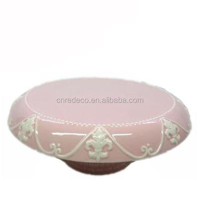 China Ceramic Glazed Wedding Decor Sustainable Cake Stand For Sale for sale