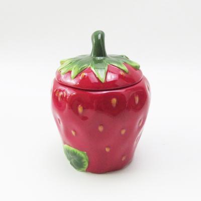 China Strawberry High Quality Home Porcelain Stocked Ceramic Jar for sale