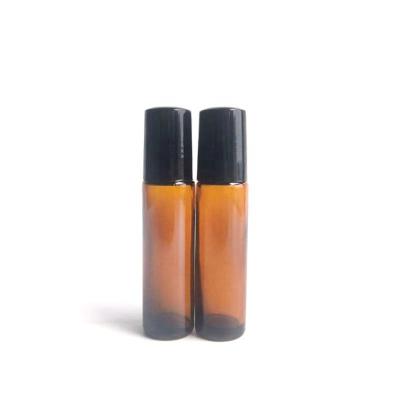 China New Essential Oil Roll On Bottles Steel Ball 10ml Amber Cosmetic Bottle Roll On Perfume Bottle for sale