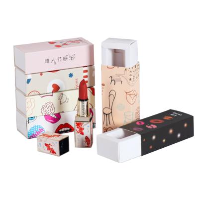 China Recycled Materials Wholesale New 350GSM Packaging Paper Gift Box, 500pcs MOQ Custom Folding Paper Drawer Cosmetic Box For Raw Lip for sale