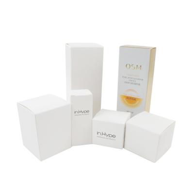 China 2021 Recycled Materials Eco Packaging Factory Direct Custom Logo Printed 350gsm Card Folding Package White Box For Cosmetic Bottle for sale