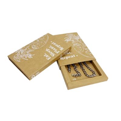 China Eco-Friendly Recycled Materials Folding 2pcs Drawer Packaging Small Paper Slip Box, Recycled Brown Kraft Paper Box For Keychain Packaging for sale