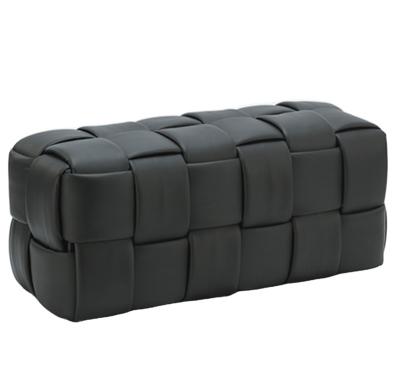 China Factory Direct Unique Customized Long Tufted Woven Pouf Ottoman Foot Stool For Home Bedroom Living Room for sale