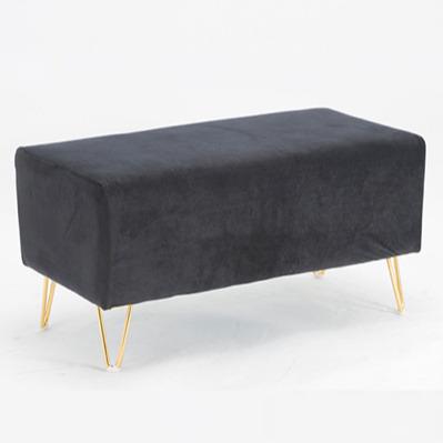 China Newest Wholesale Latest Unique Stylish Bailey Velvet Gold Legs Ottoman Modern Bench Furniture For Living Room Bedroom for sale