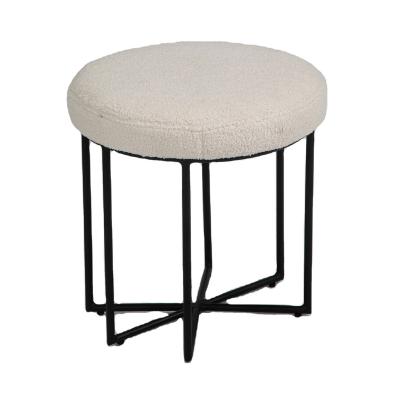 China Unique Professional High Quality Round Ottoman Stool With Black Wool Fabric Metal Legs for sale