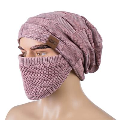 China Factory Character Directly Sale Beanie Hat For Men And Women Winter Warm Hats With Oversized Face Mask Knit Slouchy Thick Skull Cap for sale