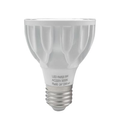 China 24 Degrees 3000k PAR20 Led Spotlight Bulb Warm White Color E27 Base 8watt for sale