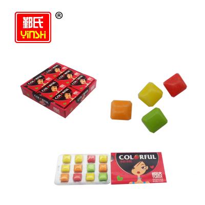 China Normal 12 Pcs Square Colorful Fruity Chewing Gum In Blister Pack for sale