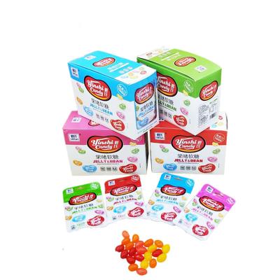 China Natural Halal Colorful Fruity Flavors Jelly Bean Candy Soft In Zipper Bag for sale