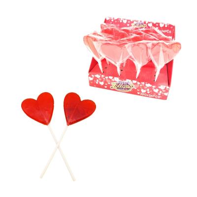 China Natural Red Heart Shaped Hard Candy Lollipop For Kids for sale