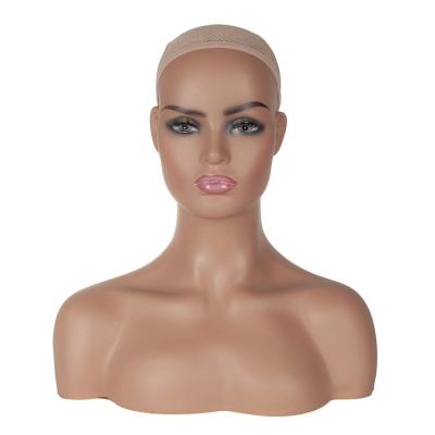 China With Wig Realistic Female Mannequin Head With Shoulder Main Display Mannequin Bust For Wigs for sale