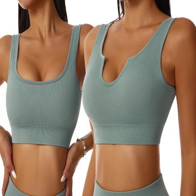 China Breathable High Strength Shockproof Naked Fitness Invest Women Sports Outdoor Running Underwear Yoga Elastic Quick Dry Gathered Bra Top for sale