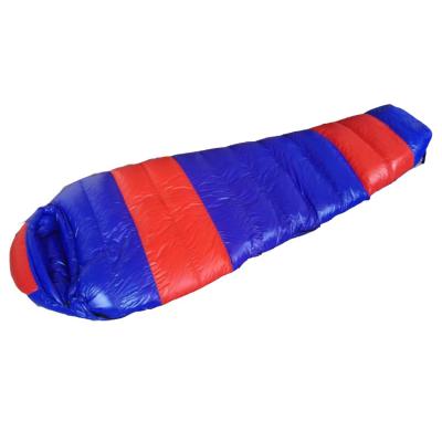 China OEM Wholesale Outdoor Adult Nylon Warm Cold Mummy Pad Rising Camping Duck Down Sleeping Bag Four Seasons Sleeping Bag for sale