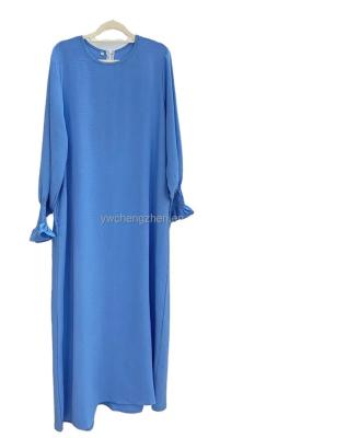 China Wholesale Middle East Dubai Abaya Color Headscarf Muslim Women's Long Dress Simple Pure Turkish Long Dress Big Size for sale