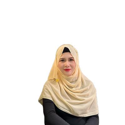 China Hot Islamic Chiffon Scarf Muslim Women's Scarf Metallic Pearl Chiffon Nickel Wrapped Chiffon Scarf With Sequins for sale