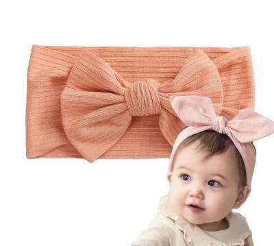 China Kids Long Bow Headband Solid Color Soft Color Head Wrap Cotton Fabric Baby Bow Elastic Headbands Large for sale