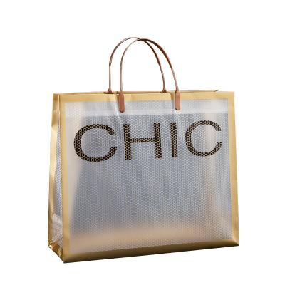 China High-grade Transparent Mesh Shopping Bag Recyclable Cosmetics Gifts Clothes PVC Handbag Clothing Store Bag Women's Custom for sale