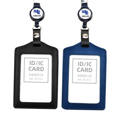 China AZO Free OEM Logo Work Card Set Leather Trunk Tag With Lanyard Flexible Hanging Tag Set Business Custom Work Card for sale