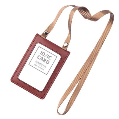 China Customized Double-Button Arming Cording Cording Work Cards AZO Free Leather AZO Free Leather Student Name Tag Set School Hanging Card for sale