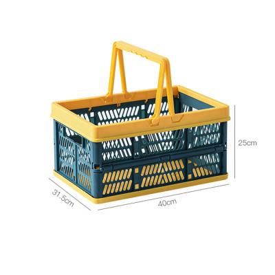 China Plastic Stackable Food Storage Rack Food Storage Bins Viable Vegetable Basketwork Organizer with Handles for Office Store Plastic Type for sale