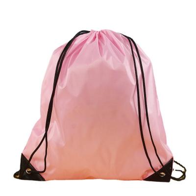 China Recyclable Stock 210D Polyester Packet Pouch Drawstring Backpack Logo Event Bag Oxford Double Bag for sale