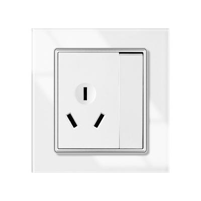 China Hot-Sale Mechanical Electric Light Wall Switch And Socket Tempered Glass White Wall Power Outlet Sockets With Switches and USB 86*90mm for sale