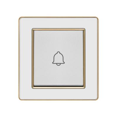 China Modern Acrylic White Panel Lights Dimmer Switch EU 16A 250V DoorBell Switch Push Button 86*90mm for sale