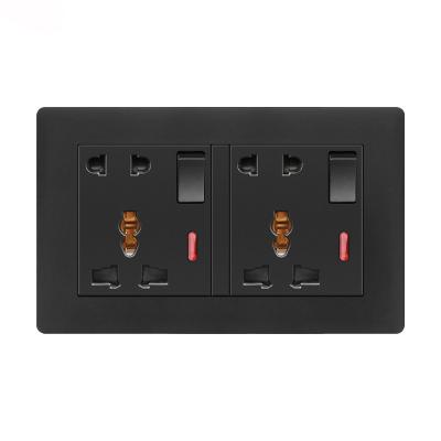 China Bs Uk Standard 13A Universal 3 Pin Double Switched Socket With Neon Multifunctional Usb Double Electrical Switch Socket 86*90mm for sale