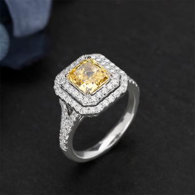 China 925 Sterling Silver 2.5CT Emerald Cut Natural Citrine Ring High Quality Romantic Gemstone Jewelry Engagement Wedding Gift For Her for sale