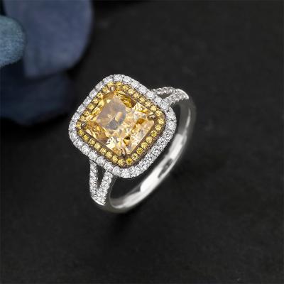 China Luxury High Quality Engagement Anniversary Romantic Sterling Silver 3.0CT Emerald Cut Natural Citrine Ring Top Grade 925 Jewelry for sale