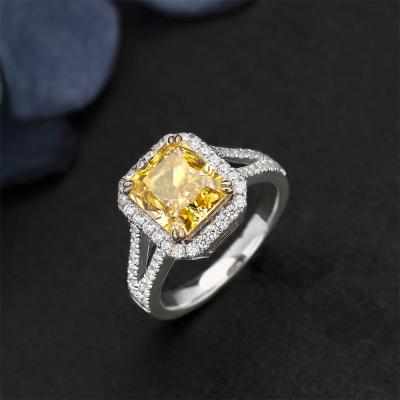 China High Quality Sterling Silver 3.0CT Emerald Cut Natural Citrine Ring Engagement Anniversary Wedding Romantic Wholesales 925 Jewelry for sale