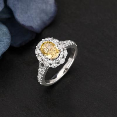 China 925 Sterling Silver 1.5CT Romantic Oval Cut Natural Citrine Ring High Quality Gemstone Engagement Wedding Anniversary Gift For Her for sale