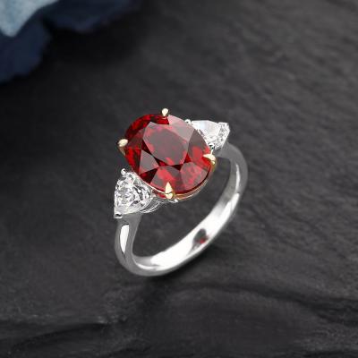 China 925 Sterling Silver 5.5CT Cut Garnet Ring High Quality Gemstone Luxury Oval Wedding Anniversary Romantic Gift For Her for sale