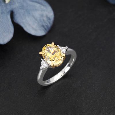 China 925 Sterling Silver 4.0CT Romantic Oval Cut Natural Citrine Ring High Quality Gemstone Engagement Wedding Anniversary Gift For Her for sale