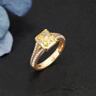 China High Quality Engagement Anniversary Sterling Silver 3.0CT Emerald Cut Natural Citrine Ring Romantic Wholesales 925 Gemstone Jewelry for sale