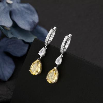 China Romantic 4.0CT Pear/Drop 925 Sterling Silver Artistic High Quality Drop Cut Natural Citrine Earrings Wholesale For Women Luxury for sale