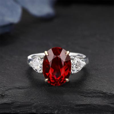 China 10K 14K Gold 5.5CT Romantic Oval Cut Garnet Ring High Quality Gemstone Engagement Wedding Anniversary Gift For Her for sale