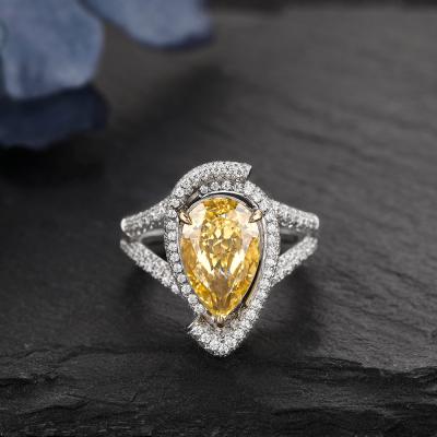 China Wholesales Gemstone Jewelry 10K 14K Gold 4.0CT Romantic Pear Cut Citrine Ring Spiral Luxury Engagement Anniversary Exquisite Gifts for sale