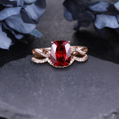 China 14k Solid Gold 2.7Ct Romantic Cushion Cut Garnet Engagement Ring 2021 Rudy Wedding Amazing Jewelry Exquisite Finger Ring For Women Trendy for sale