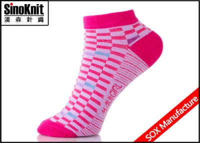 China Peach Teen Girl Colored Ankle Socks Plaid Patterned Customized Women Socks for sale