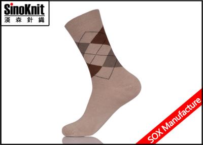 China Argyle Crew Fashion Men Dress Socks / OEM Custom Combed Cotton Suit Socks for sale