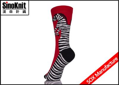 China Red Zebra Jacquard Stripe Ladies Fashion Socks , Cotton Womens Dress Socks Wholesale for sale