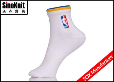 China White Cotton Simple Custom Athletic Socks With Fancy Ribtop , Durable Man Sport Sock for sale