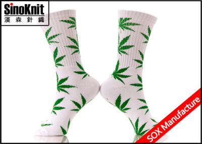 China White And Green Plantlife Huf Socks Weed Leaf Customized Color and Size for sale